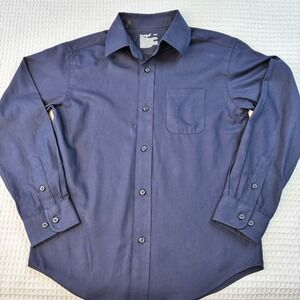 Cat & Jack Boys Navy Blue Long Sleeve Button Down Shirt Size M 8 Cotton Blend